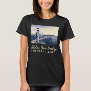 Camiseta Ouro Gate Bridge San Francisco Watercolor Art