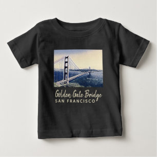 Camiseta Ouro Gate Bridge San Francisco Watercolor Art