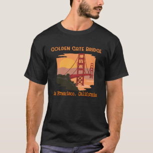 Camiseta Ouro Gate Bridge Souvenir, San Francisco Califor