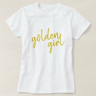 Camiseta Ouro Girl Script Dourado moderno