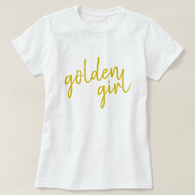 Camiseta Ouro Girl | Script Dourado moderno (Frente do Design)