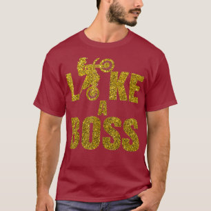 Camiseta Ouro Glittery Moto Cross Like A Boss