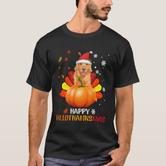 Camiseta Ouro Happy Hallothanksmas Halloween Para O Natal