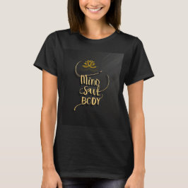 Camiseta Ouro Lotus "Mente, Alma, Corpo" T-Sh Básico das Mu