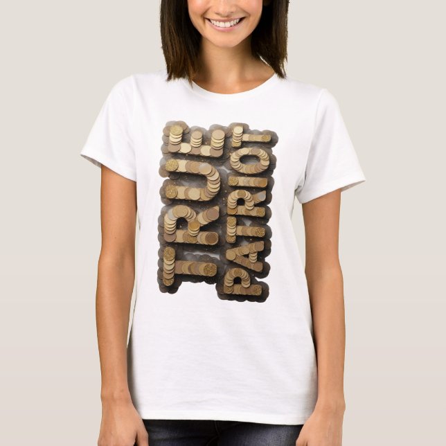 Camiseta Ouro Marcante DINHEIRO É PODER Design Moderno (Frente)