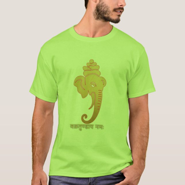 Camiseta Ouro Mínimo Ganesha - Vakratundaya Namah (Frente)