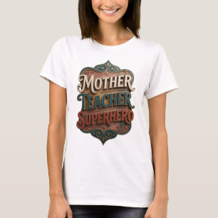 Camiseta Ouro Moderno MÃO MÃE SUPER-HEROI PROFESSORA Design