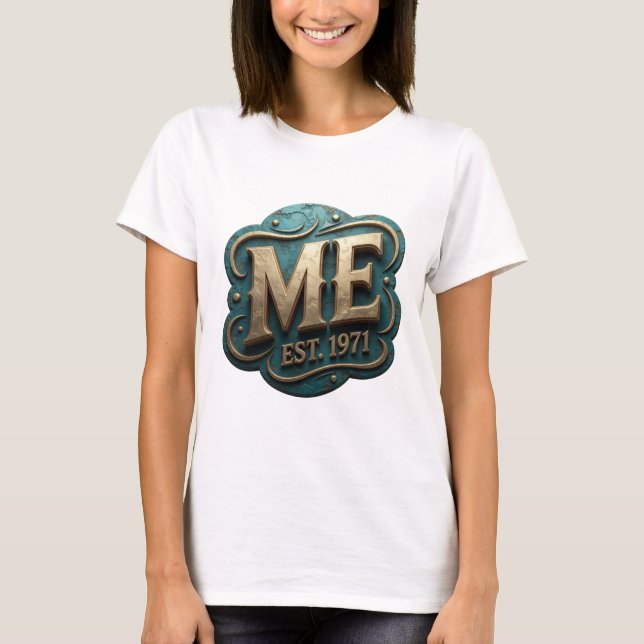 Camiseta Ouro Moderno ME EST 1971 Design Ousado (Frente)