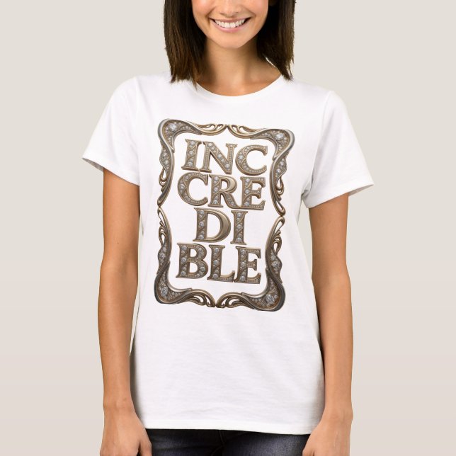 Camiseta Ouro Nítido Projeto de Texto INCREDÍVEL (Frente)