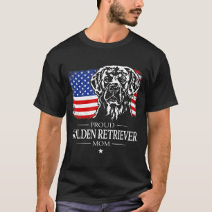 Camiseta Ouro Orgulhoso Retriever Mãe Bandeira Americana P