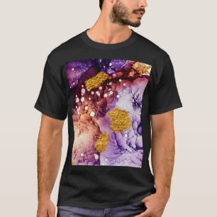 Camiseta Ouro Oriental Roda pintura Abstrato