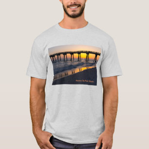 Camiseta Ouro Panamá City Beach Sunset Reflexões masculinas