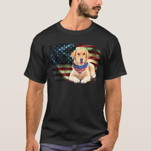 Camiseta Ouro Patriótico Retriever American Flag Dog Men W