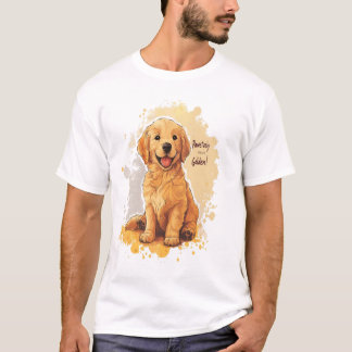 Camiseta Ouro Pawsitivamente - Ouro do Estilo de Arte Simpl