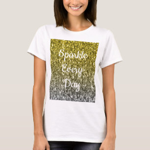 Camiseta Ouro prateado faíscas escuras brilha ombre