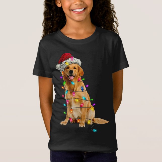 Camiseta Ouro Recupera Luzes de Natal Papais noeis Cachorro (Frente)