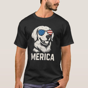 Camiseta Ouro Retriever 4 De Julho Merica Sunglass