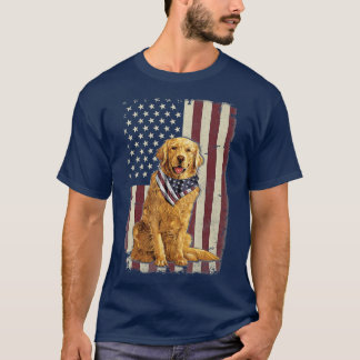 Camiseta Ouro Retriever American Flag Bandana 4 De Julho