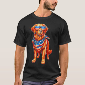 Camiseta Ouro Retriever American Flag Usa América 4º Do