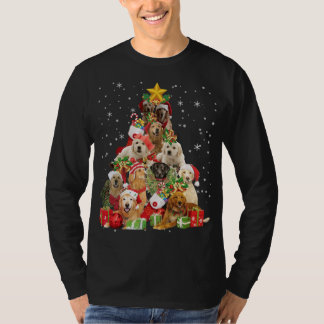 Camiseta Ouro Retriever Árvore de Natal Luz Engraçada Cacho