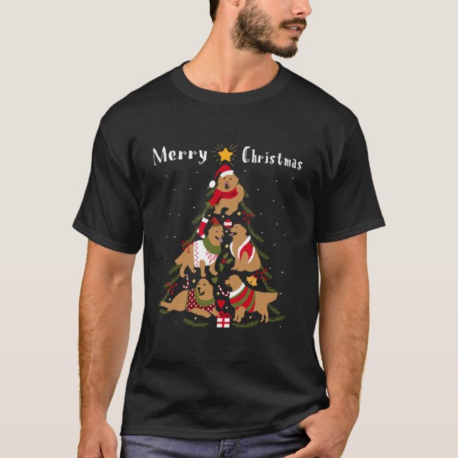 Camiseta Ouro Retriever Árvore de Natal Xmas (Frente)