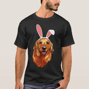 Camiseta Ouro Retriever Bunny Ears Feliz Páscoa