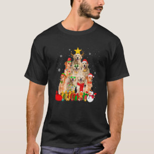 Camiseta Ouro Retriever Cachorro Árvore de Natal Luzes Engr