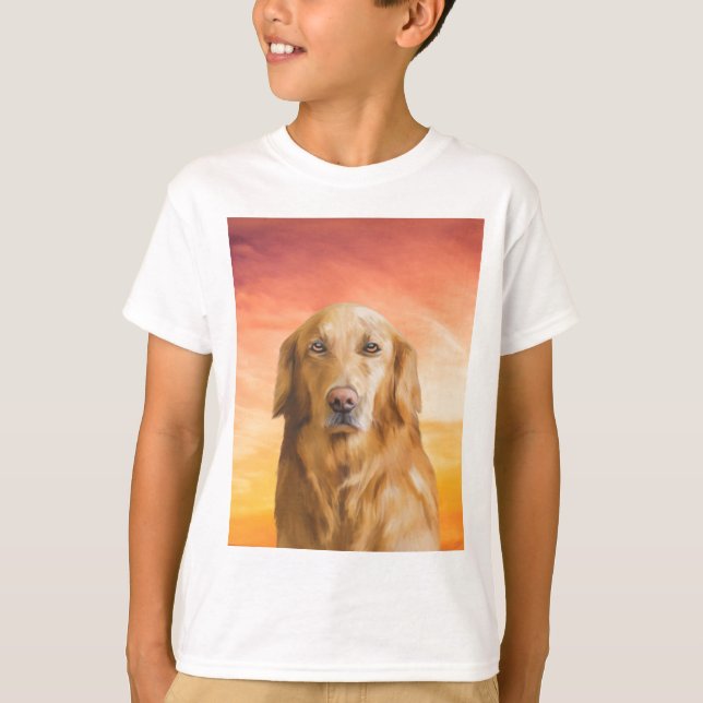 Camiseta Ouro Retriever Cachorro Cão Água Cor Óleo De Arte (Frente)