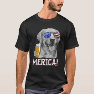 Camiseta Ouro Retriever Cão Merica 4 De Julho Patriótico Am