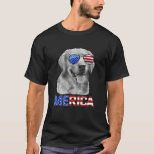 Camiseta Ouro Retriever Cog Merica 4 de julho Patriótico Am