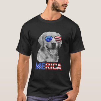 Camiseta Ouro Retriever Cog Merica 4 de julho Patriótico Am