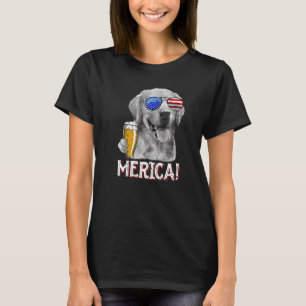 Camiseta Ouro Retriever Cog Merica 4 de julho Patriótico Am