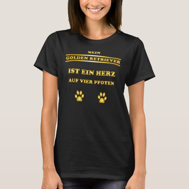 Camiseta Ouro Retriever Cog Paws Ideia Cardíaca (Frente)