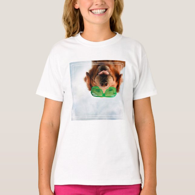 Camiseta Ouro Retriever Com Óculos De Sol Verde (Frente)