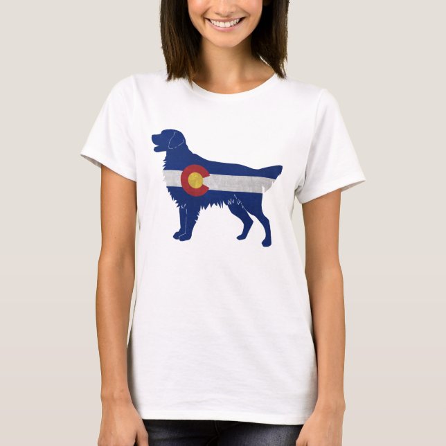 Camiseta Ouro Retriever Dog Breed Colorado Flag (Frente)