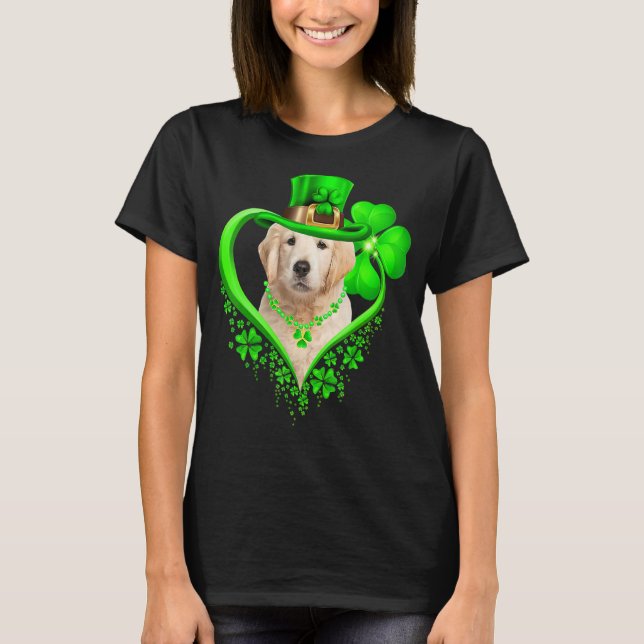 Camiseta Ouro Retriever Dog Dia de São Patrício sobre Irish (Frente)