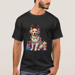 Camiseta Ouro Retriever Dog Lover Reindeer Cristo