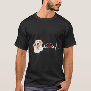 Camiseta Ouro Retriever Ekg Heartbeat Heart Line Dog Love