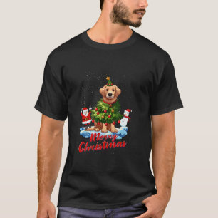 Camiseta Ouro Retriever Feliz Árvore de Natal Cachorro X