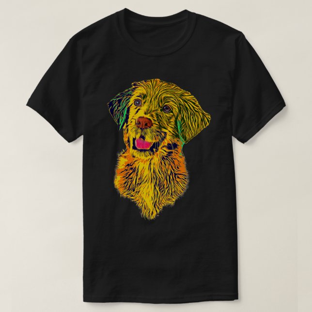 Camiseta Ouro Retriever Gorgeede Cão-de-Pé (Frente do Design)