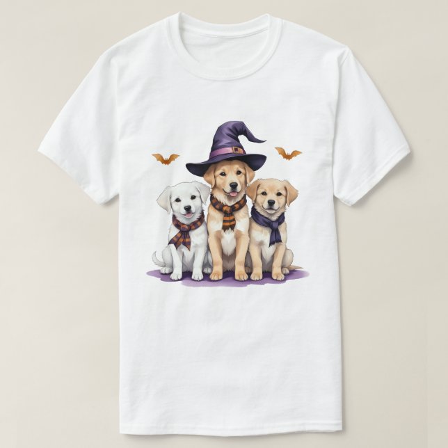 Camiseta Ouro Retriever Halloween Spooky Dog Halloween (Frente do Design)