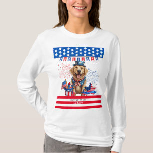Camiseta Ouro Retriever Happy 4 De Julho Independência Dos 