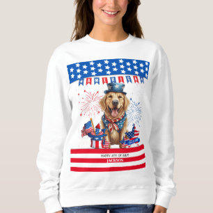 Camiseta Ouro Retriever Happy 4 De Julho Independência Dos