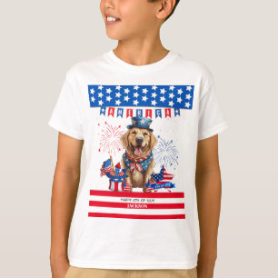 Camiseta Ouro Retriever Happy 4 De Julho Independência Dos