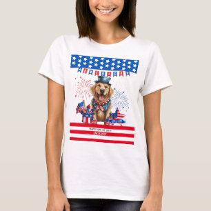 Camiseta Ouro Retriever Happy 4 De Julho Independência Dos 