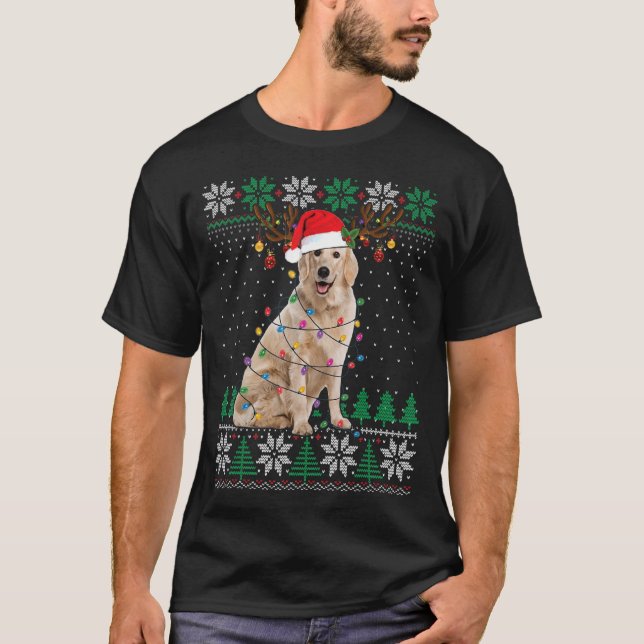 Camiseta Ouro Retriever Natal Feio Cachorro Feio Xmas (Frente)
