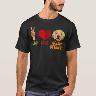 Camiseta Ouro Retriever Peace Love Unity Hearce Truce Pets