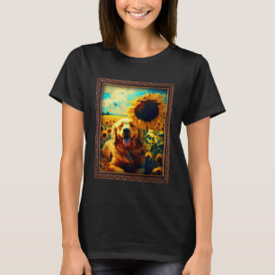 Camiseta Ouro Retriever Pintando Flor De Girassol Mãe Wom