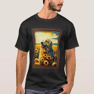 Camiseta Ouro Retriever Pintando Flor De Girassol Mãe Wom