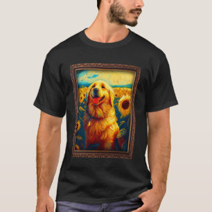 Camiseta Ouro Retriever Pintando Flor De Girassol Mãe Wom